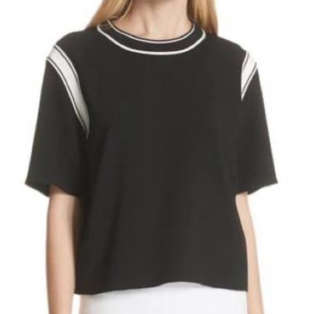 Rag & Bone Black & White Cropped Mica Top